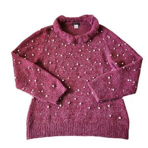 Venus Sweater Pearls Women's XL Fuzzy Cozy